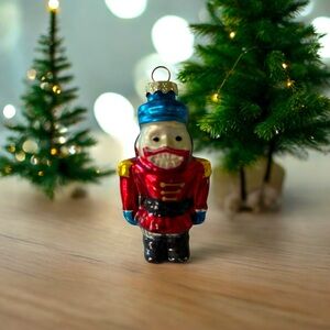 Vintage Blown Glass Nutcracker Ornament